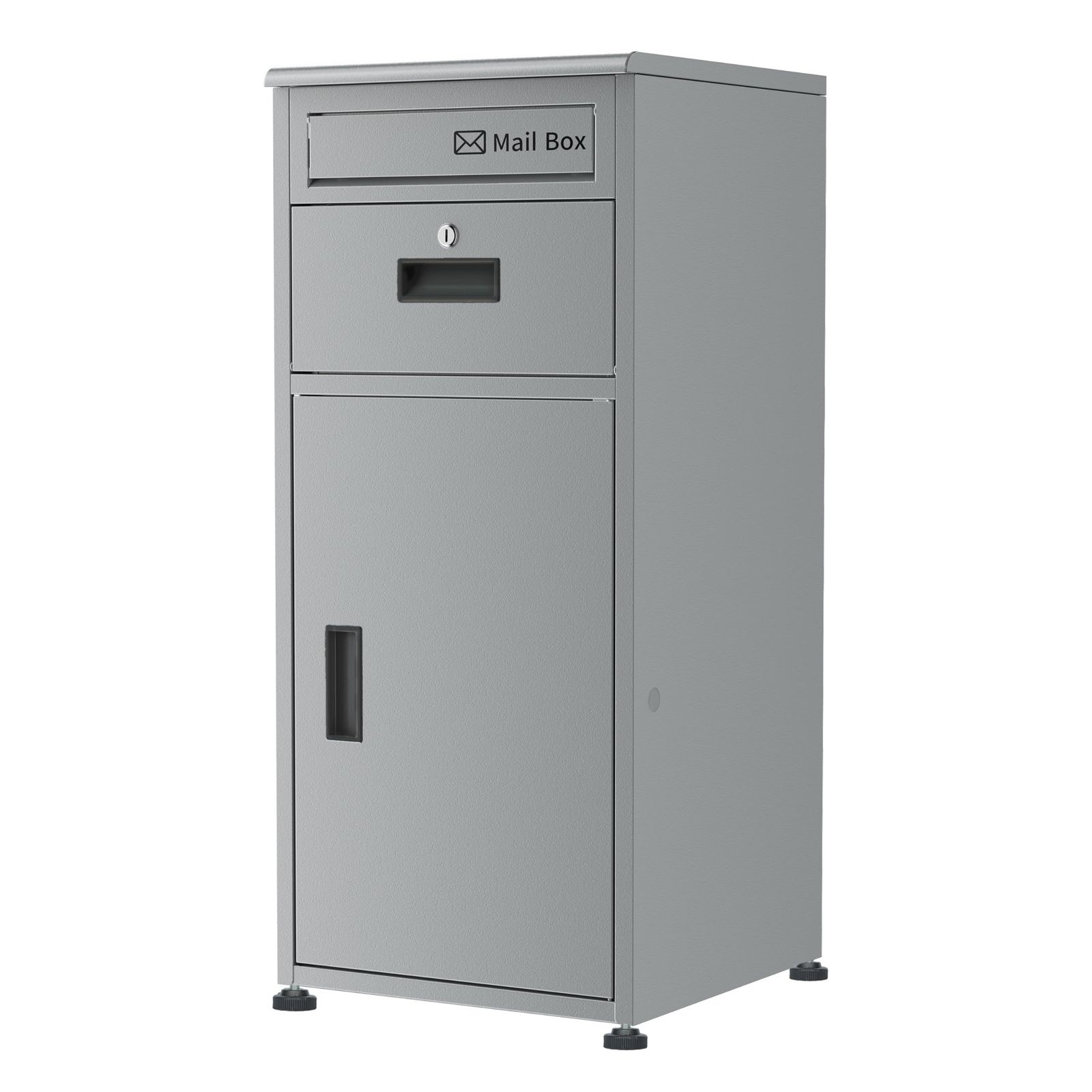 【新品】【日本企業】宅配ボックス 宅配BOX 136L大容量 防水 複数投函可能 組立不要 両開き 日本語説明書 2年保証 盗難防止 郵便受け ポスト付き 屋外 戸建て用 (グレー) e18840fd