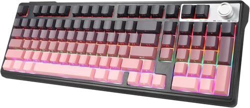 【新品】ゲーミングキーボード ワイヤレス メカニカルキーボード 赤軸 96% テンキー付き 英語配列 (BT/2.4G/USB-C対応) ホットスワップ対応 ノブ付き LEDバックライト 防滴設計 静音 4000mAh PC/PS5/スマホ/ c14ae957