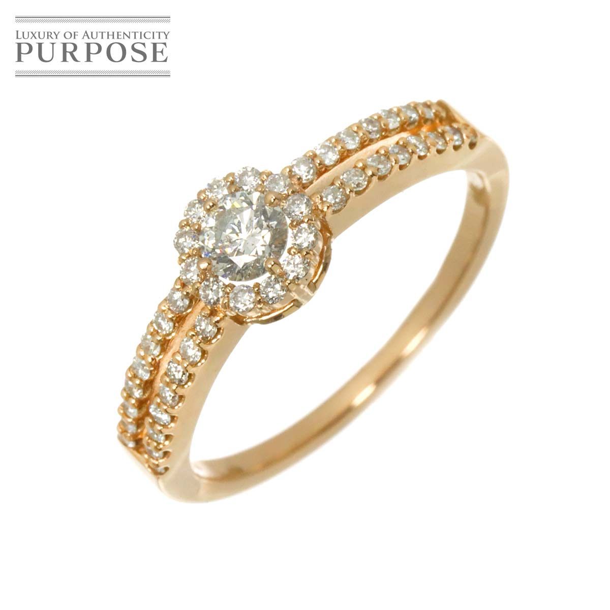 リング 12号 ダイヤ 0.20ct/0.24ct K18 PG ピンクゴールド 750 指輪 Diamond Ring 90320523