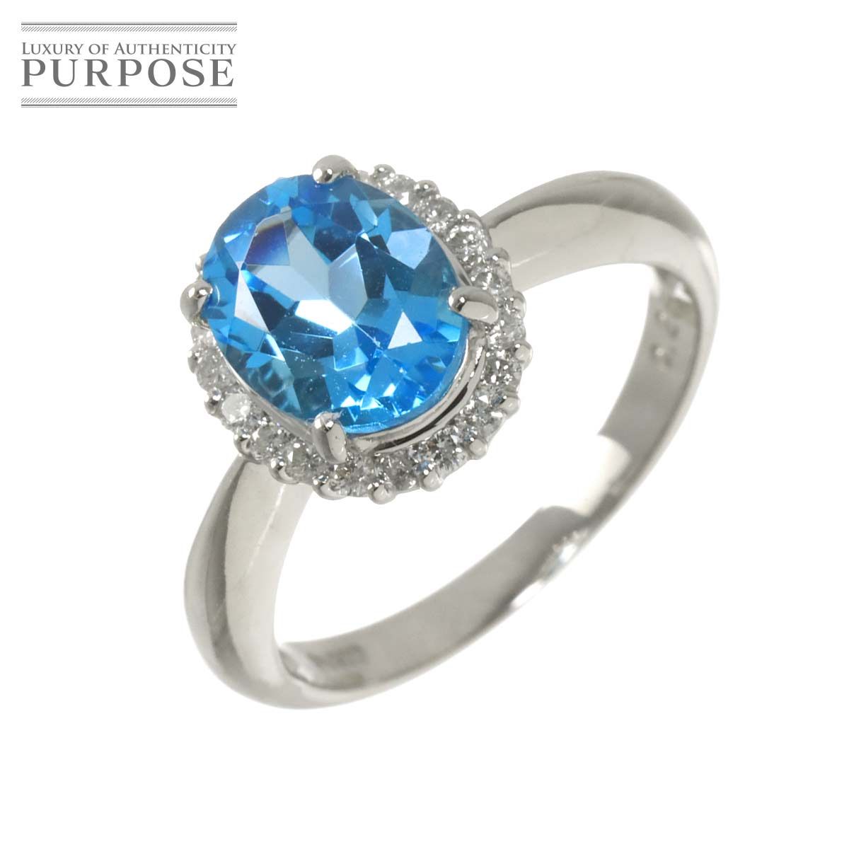 リング 12.5号 ブルートパーズ ダイヤ 0.26ct Pt プラチナ 指輪 Topaz Ring 90322773