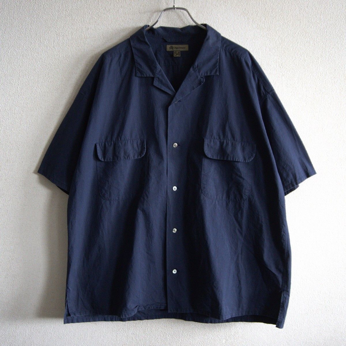 【ビッグサイズ】NIGEL CABOURN 【OPEN COLLAR SHIRT COTTON】54 ネイビー シャツ ナイジェルケーボン 26050226