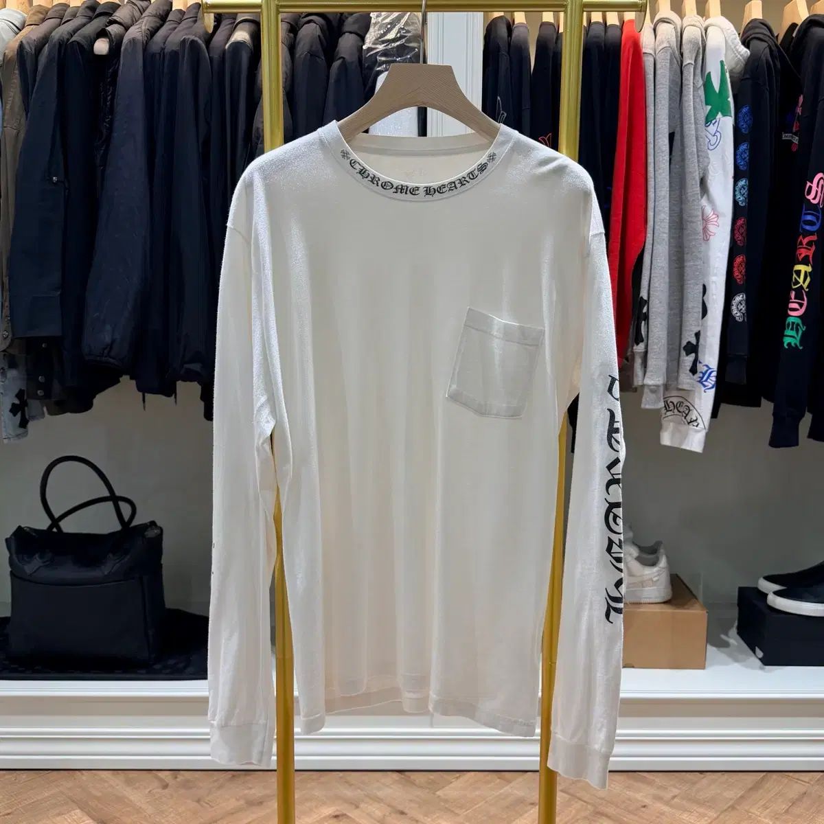 リーブランド XL / CHROME HAEATS クロムハーツ ネックロゴ ロングスリーブ Tシャツ 白