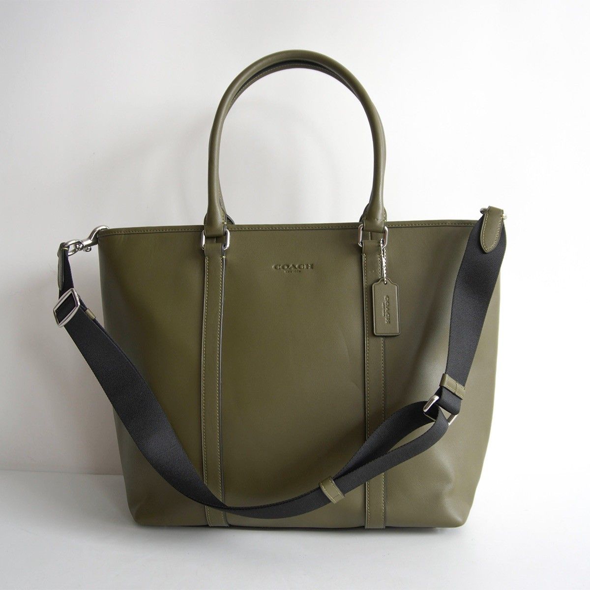 【極美品】COACH【CBG49/2WAY ネイサン レザー トートバッグ】 カーキ ビジネスバッグ コーチ 26050239