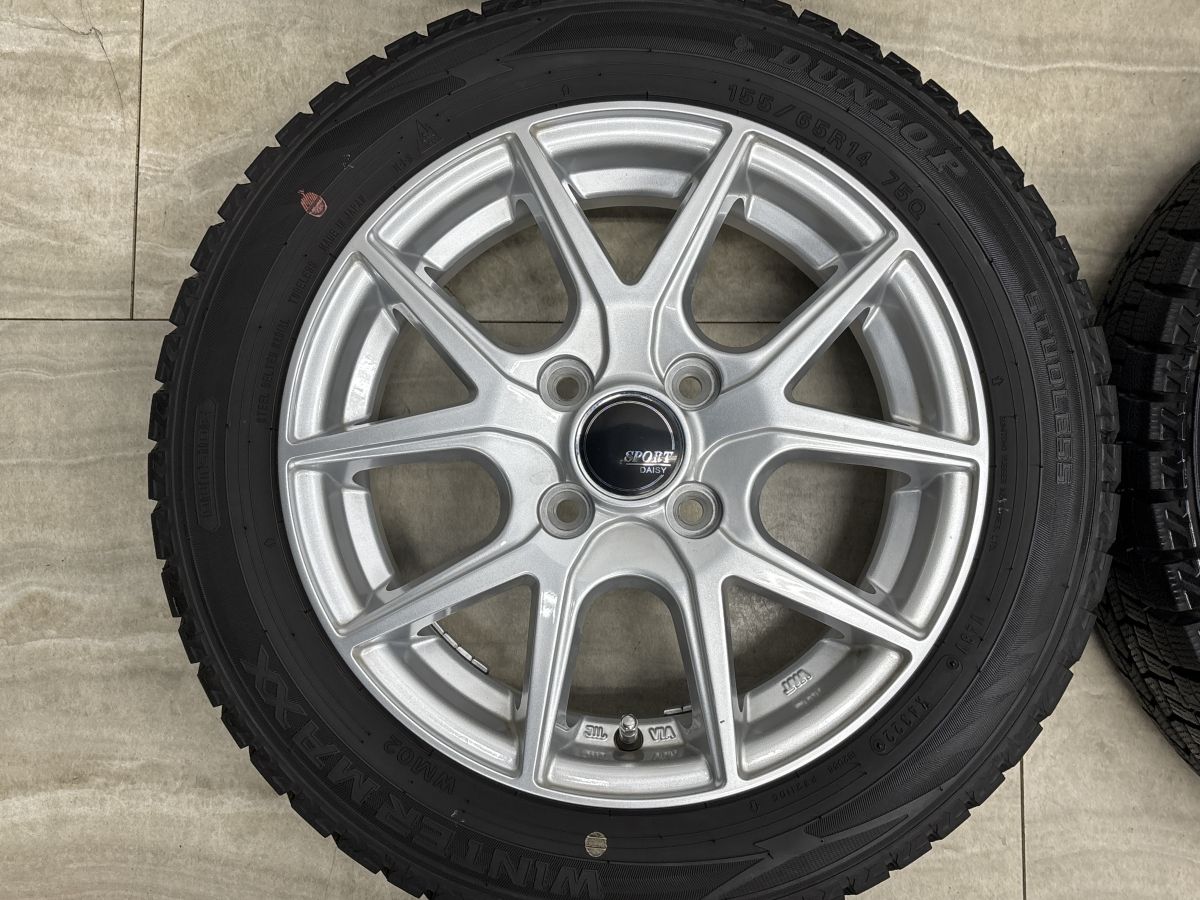 バリ溝】SPORT DAISY 14in 4.5J +45 PCD100 ダンロップ WM02 155/65R14 