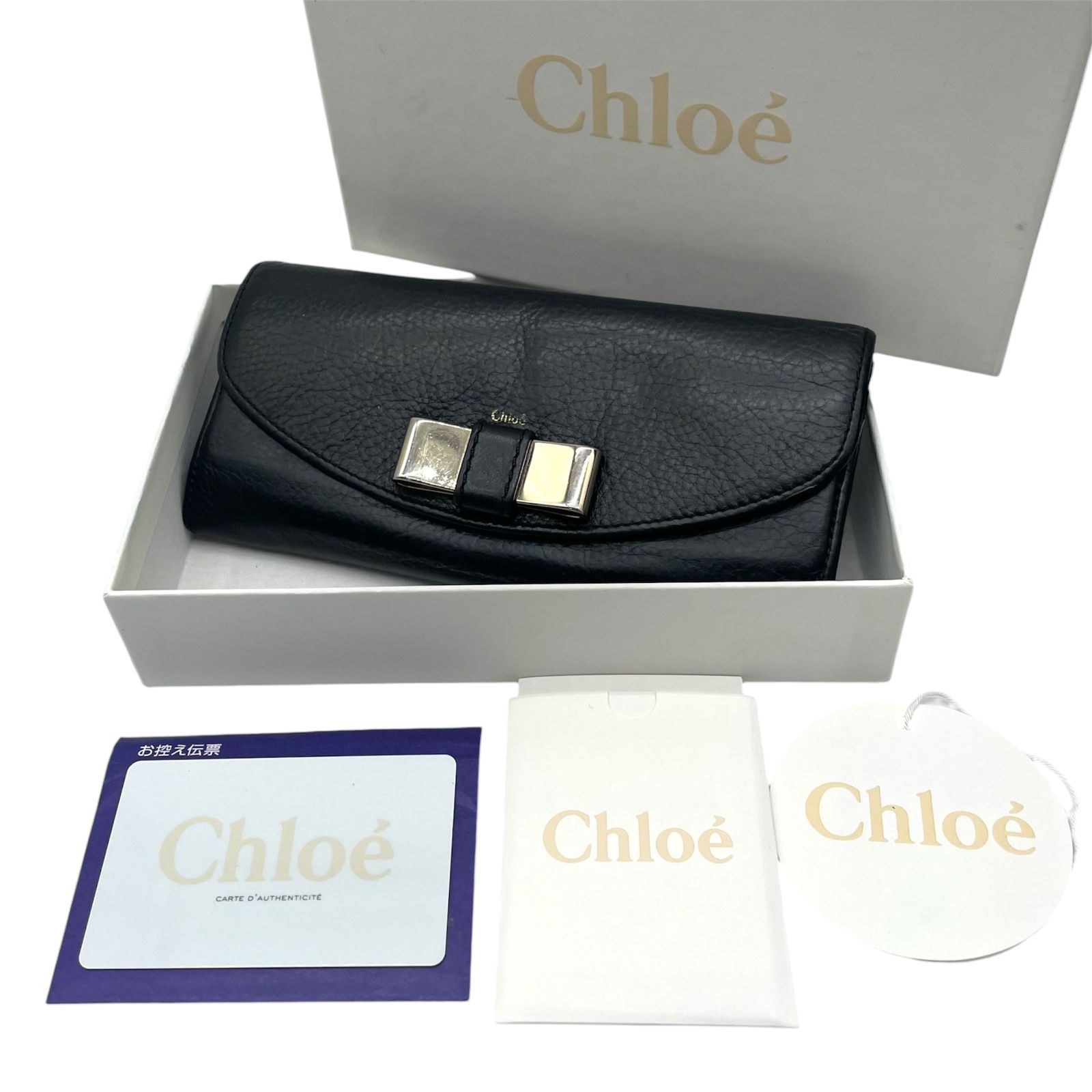 Chloe クロエ 長財布 リリィ リリー リボン モチーフ グレイン レザー 