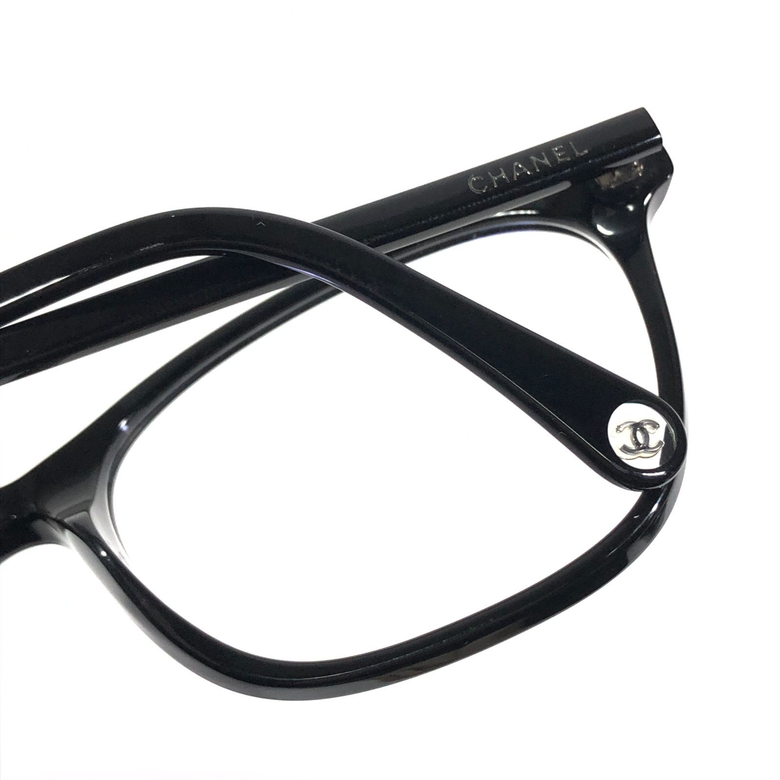 シャネル】本物 CHANEL 眼鏡 ココマーク 黒 ロゴテンプル 3414-A 度 