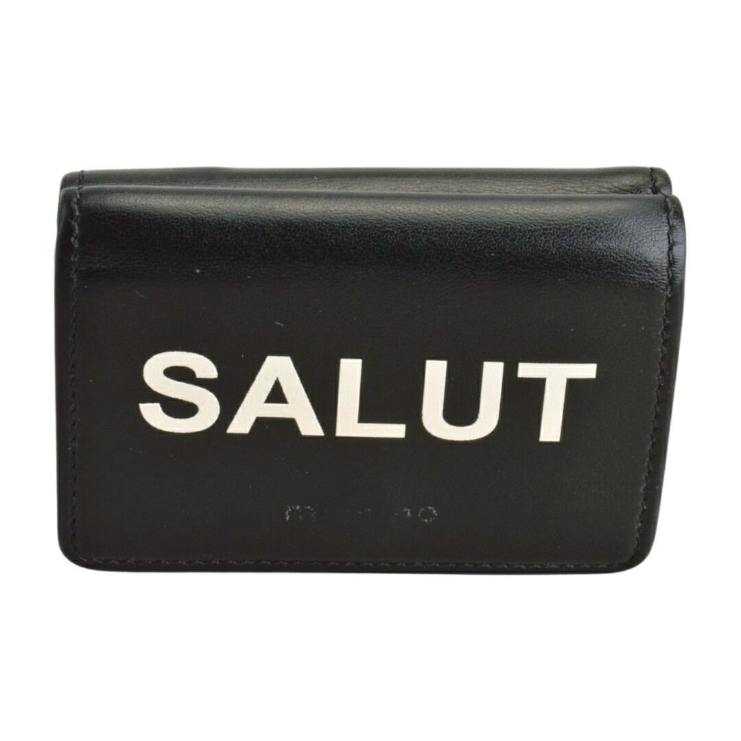 ミチノパリ michino PARIS レザー 三つ折り 財布 MINI WALLET SALUT スムースカーフスキン ブラック メンズ F-ST2222