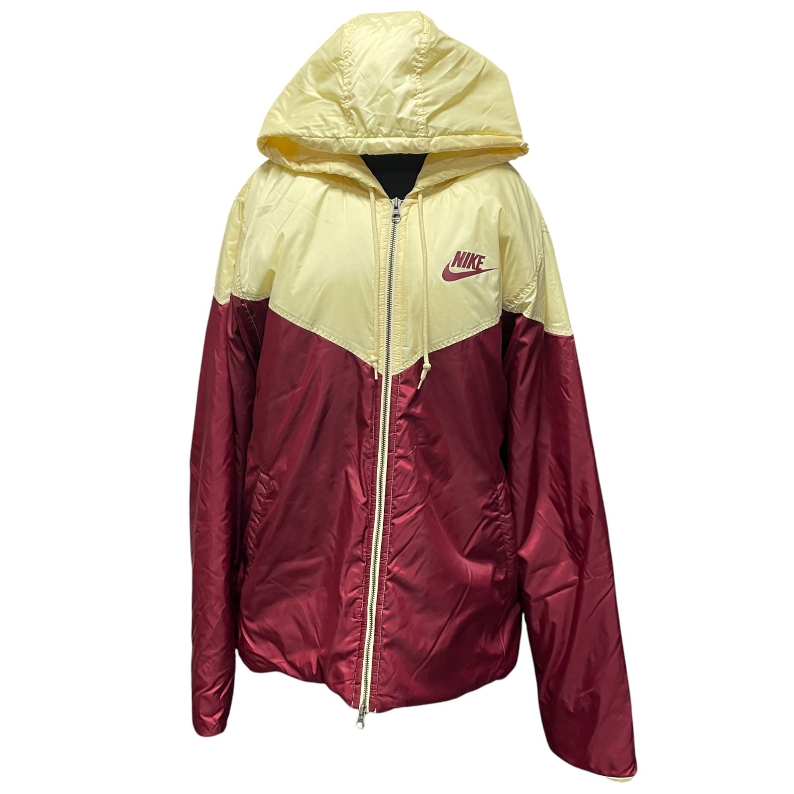 ◆未使用品◆ NIKE ナイキ 中綿ジャケット フーディ サイズXL ポリエステル クリーム×エンジ系 F5STP/196663 オレンジタグ復刻 V8552NY