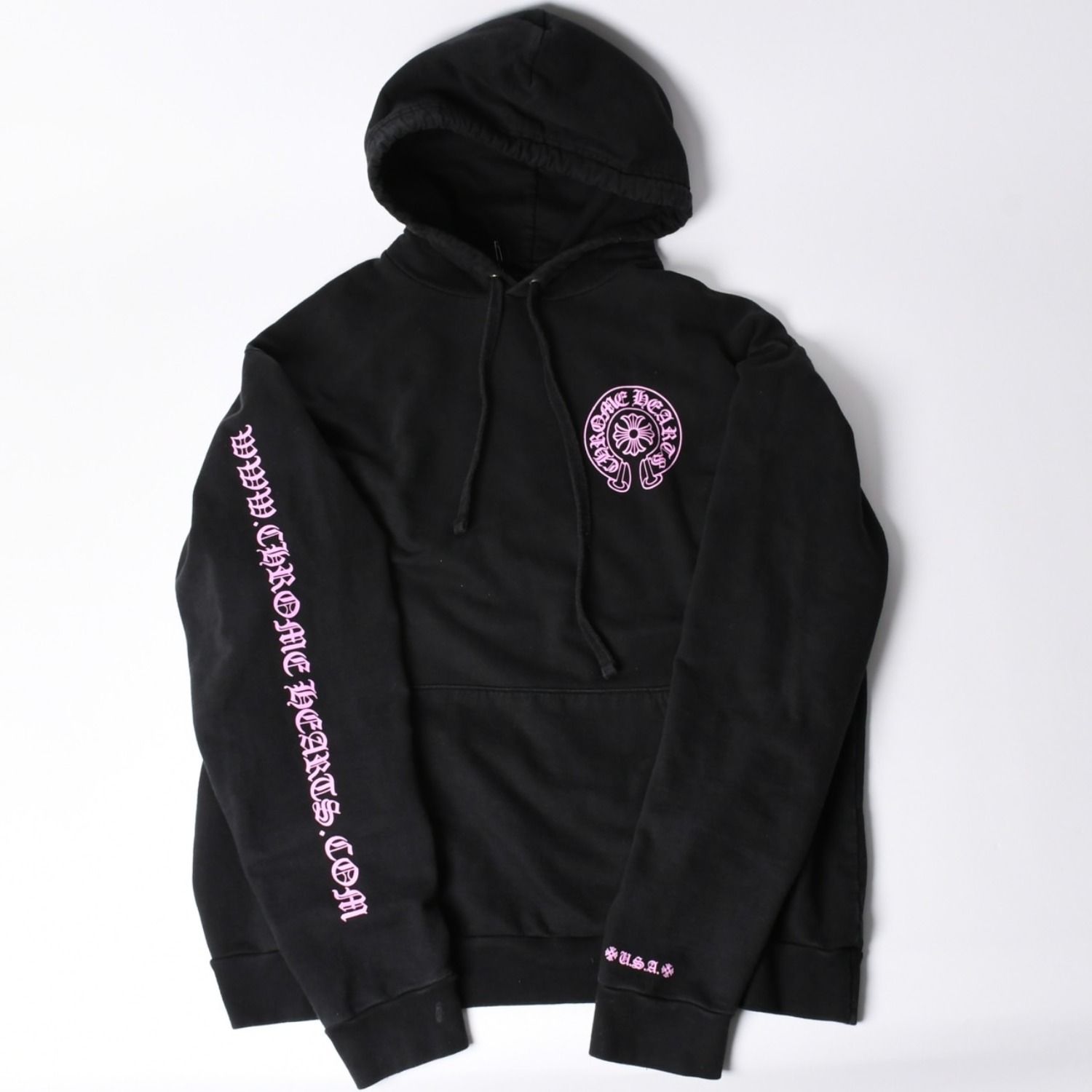 CHROME HEARTS クロムハーツ Online Exclusive horse Shoe Hoodie オンライン限定 ブラック ピンク フーディ パーカー ホースシュー 美品 中古 4a002127