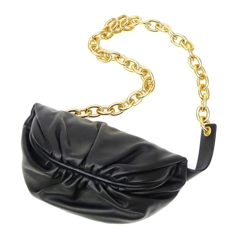 ボッテガ・ヴェネタ BOTTEGA VENETA ザ・チェーンポーチ ベルトバッグ ボディバッグ ショルダーバッグ 黒 レザー
