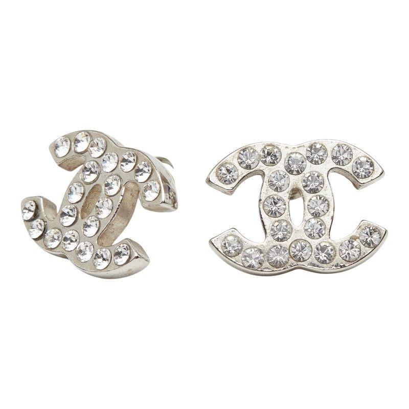 シャネル ココマーク ピアス 09V刻印 シルバー メタル ラインストーン レディース CHANEL【1-0263604】