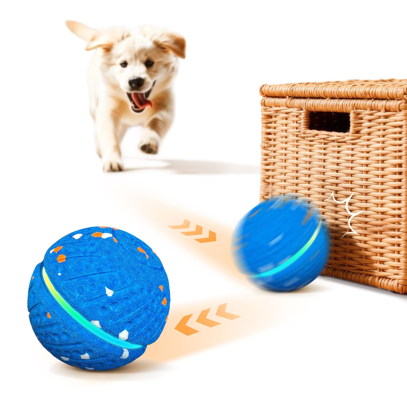 【2026年新登場】犬 ボール 自動 犬用 電動 おもちゃ ペット用 動くボール 勝てに動き 留守番中の運動不足解消に最適 (ブルー, 7cm)★ 3036e3aa