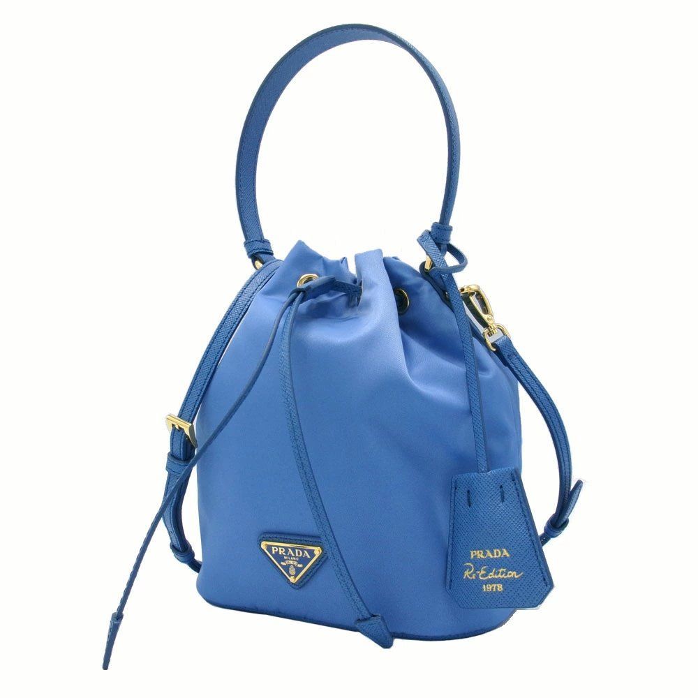 【新品】プラダ 1BE067 VELA ONDA (ブルー系) バッグ ショルダーバッグ PRADA ナイロン バケツバッグ 巾着 斜め掛け 2WAY アウトレット レディース