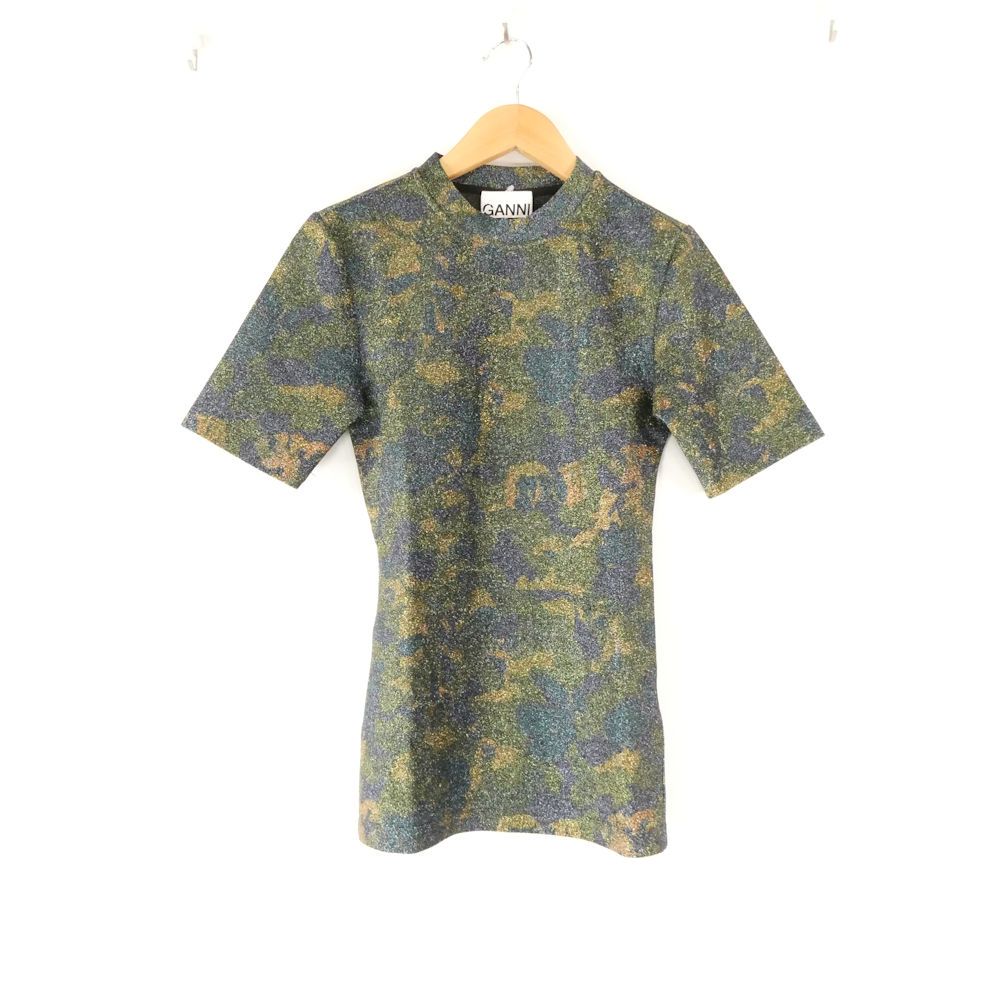美品 GANNI ガニー トップス 32 ポリエステル 他 半袖 カットソー Tシャツ レディース AM8724A64