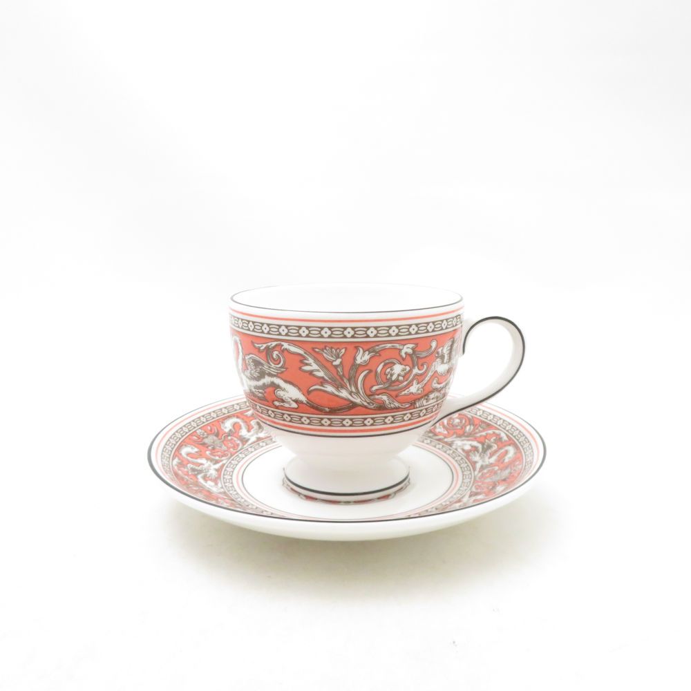 未使用 WEDGWOOD ウェッジウッド フロレンティーン サーモン ティーカップ＆ソーサー リー 200ml 電子レンジ・食洗機可 SC11106G2
