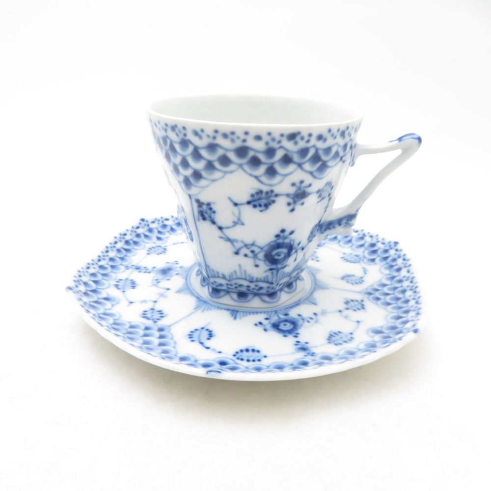 美品 ROYAL COPENHAGEN ロイヤルコペンハーゲン ブルーフルーテッドフルレース コーヒーカップ＆ソーサー 顔付 デンマーク製 SC11129G1 15,768円