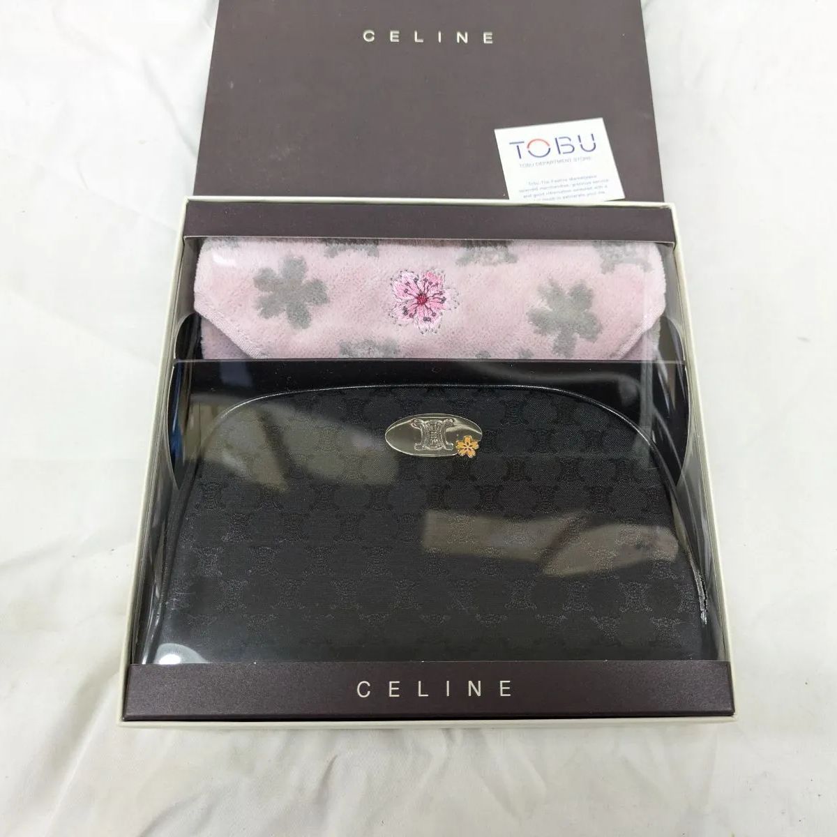 未使用 CELINE/セリーヌ ポーチセット タオルハンカチ 一部劣化あり 