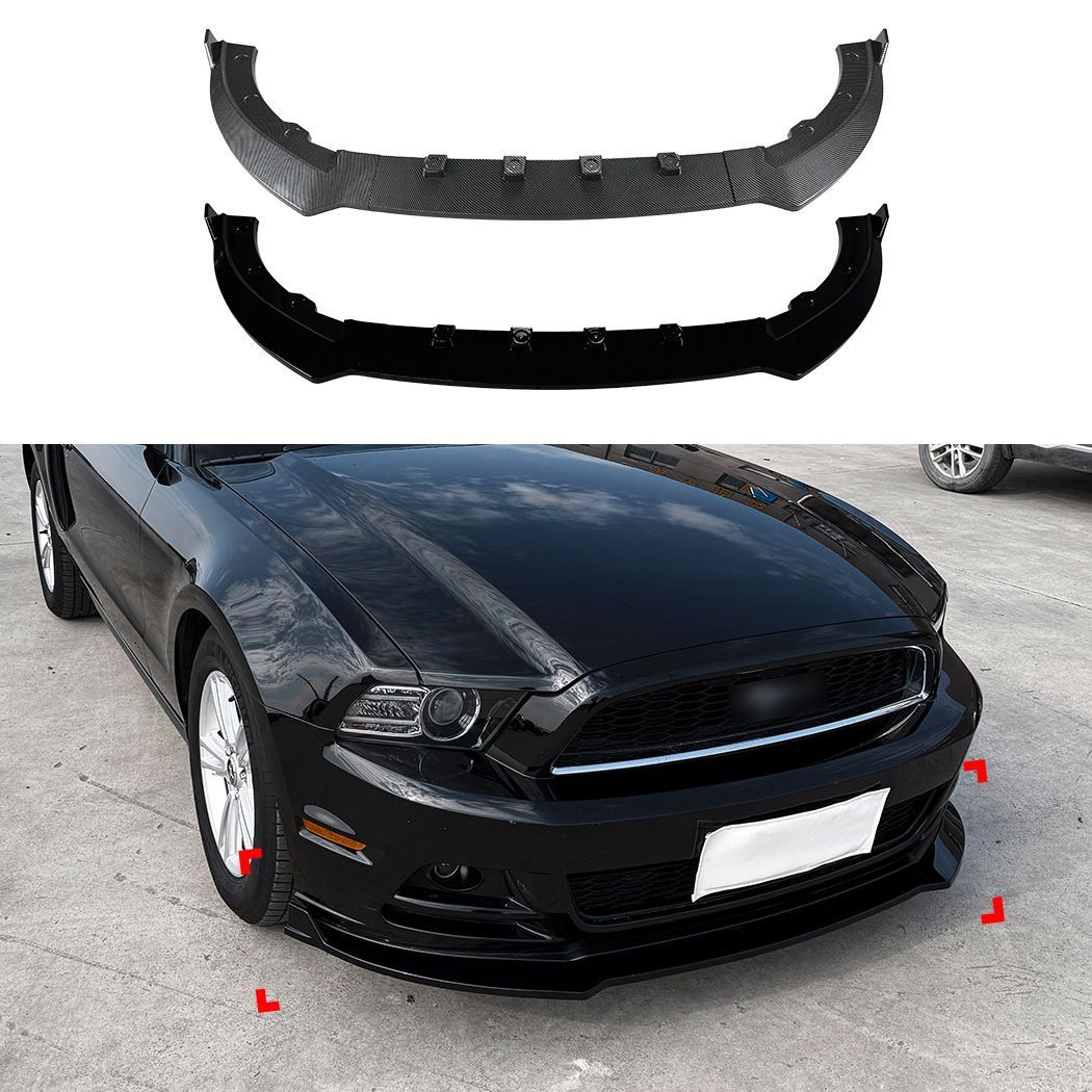 フォード Ford マスタング Mustang MK5 13-14年対応 フロントリップスポイラー フロントアンダースポイラー 前側エアロパーツ ABS製 バンパー下部ガーニッシュ ドレスアップ 傷防止 外装アクセサリー ピアノブラック カーボン調 取付用