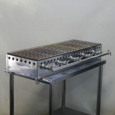 業務用 プロパン LPガス たこ焼き機 28穴×5連 φ38×24mm 外寸W970D350(+110)H150ｍm 25.7kg 5丁
