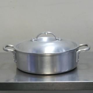 ナカオ アルミ 外輪鍋 浅型両手鍋 ふた付 30cm キングポット 外寸W430D320H103(+60)mm 6.8L 2.29kg 寸胴鍋