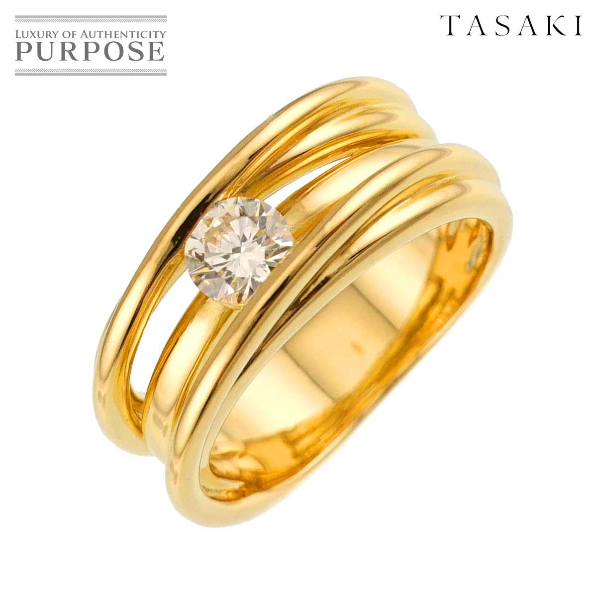 タサキ TASAKI 8.5号 リング ダイヤ 0.38ct K18 YG イエローゴールド 750 田崎真珠 指輪 Diamond Ring 90315827