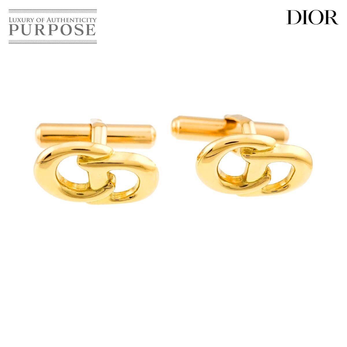 クリスチャン ディオール Christian Dior ロゴ カフス K18 YG イエローゴールド 750 cuff links 90318423