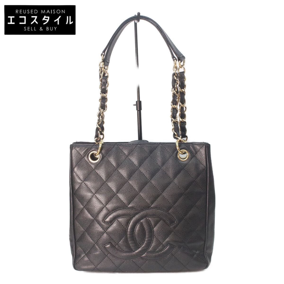 CHANEL シャネル A20994 黒 キャビア ゴールド金具 PSTトート