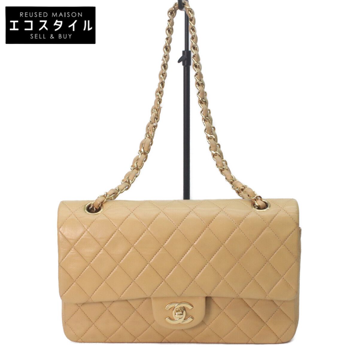 CHANEL　シャネル A01112 ベージュ ラム ゴールド金具 マトラッセ25