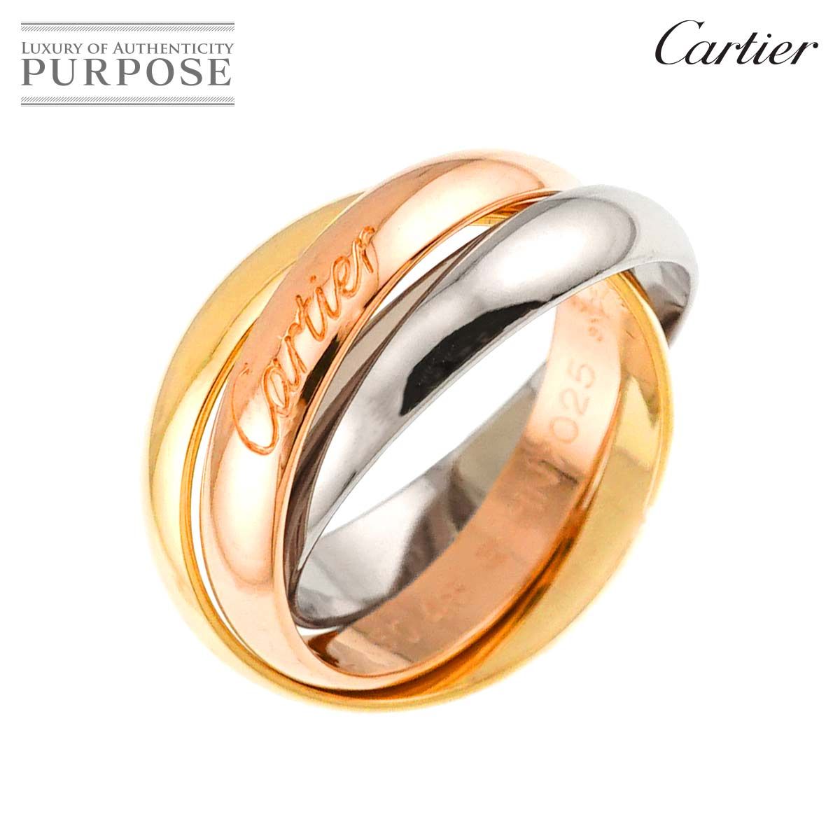 カルティエ Cartier トリニティ ミディアム MM #48 K18 YG WG PG 3連 750 指輪 Trinity Ring 90319389