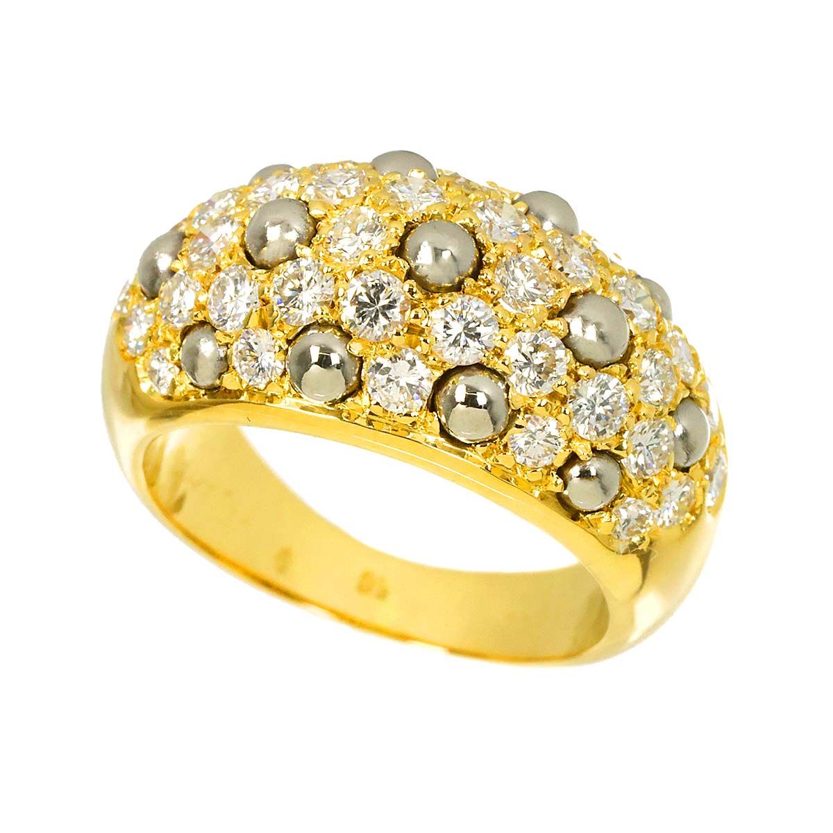 カルティエ Cartier #50 リング パヴェ ダイヤ K18 YG WG イエロー