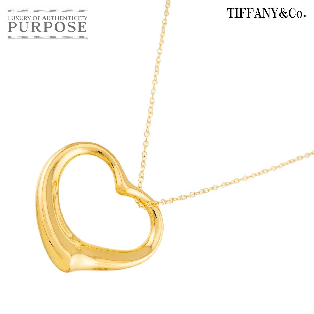 ティファニー TIFFANY&Co. オープンハート 幅35mm ロング ネックレス 76cm K18 YG イエローゴールド 750 Open Heart Necklace 90319464