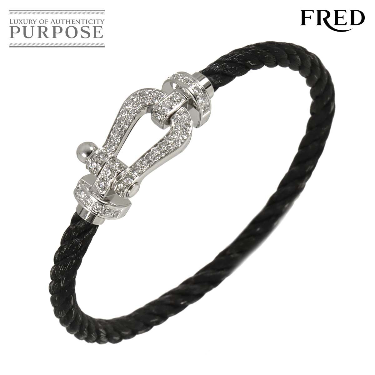 フレッド FRED フォース10 LM フルダイヤ ブレスレット #17 K18 WG 750 ケーブル Force 10 Bracelet 90319787