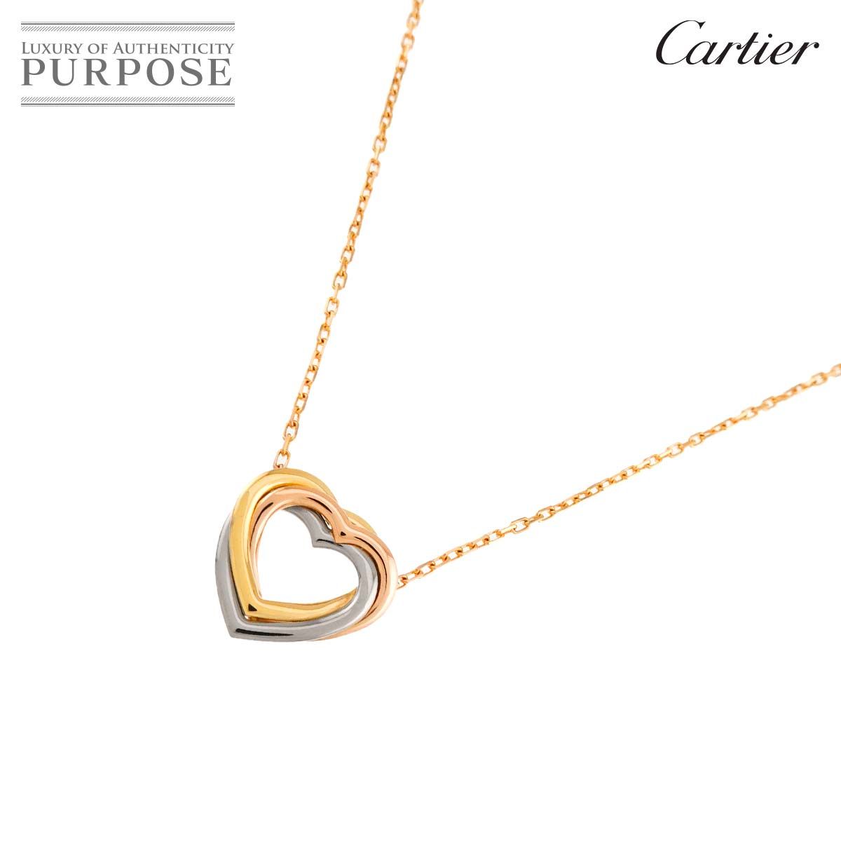 カルティエ Cartier トリニティ ハート ネックレス 41cm K18 YG WG PG 750 スリーゴールド Trinity Necklace 90321297