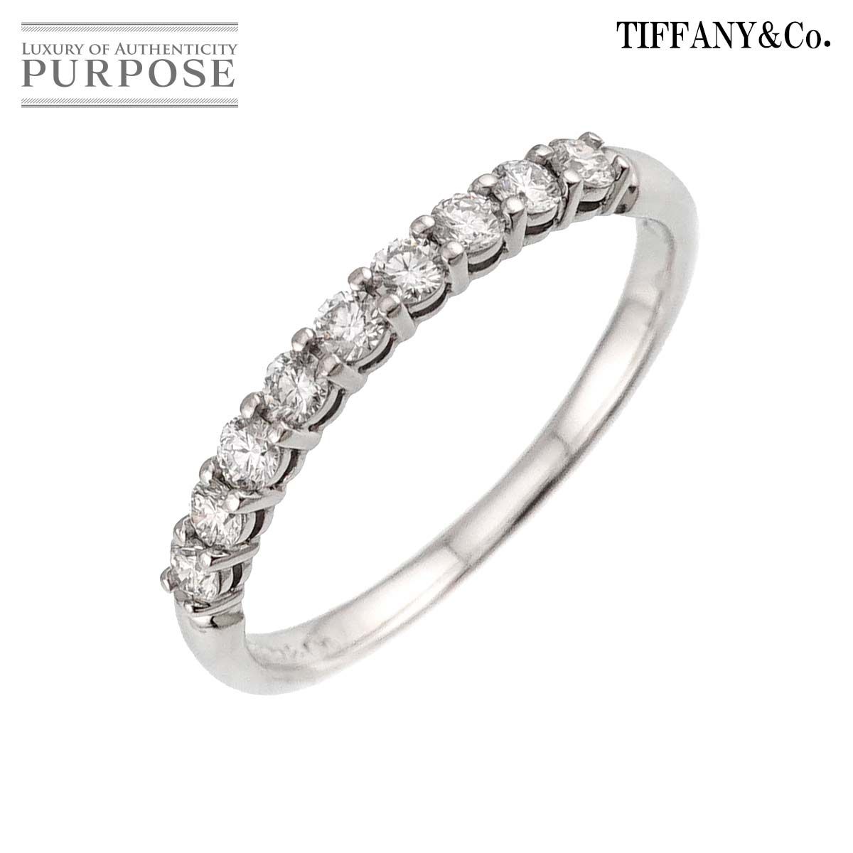 ティファニー TIFFANY&Co. フォーエバー 13.5号 リング ハーフ ダイヤ 幅2.2mm Pt プラチナ 指輪 エンブレイス Half Diamond Ring 90321314