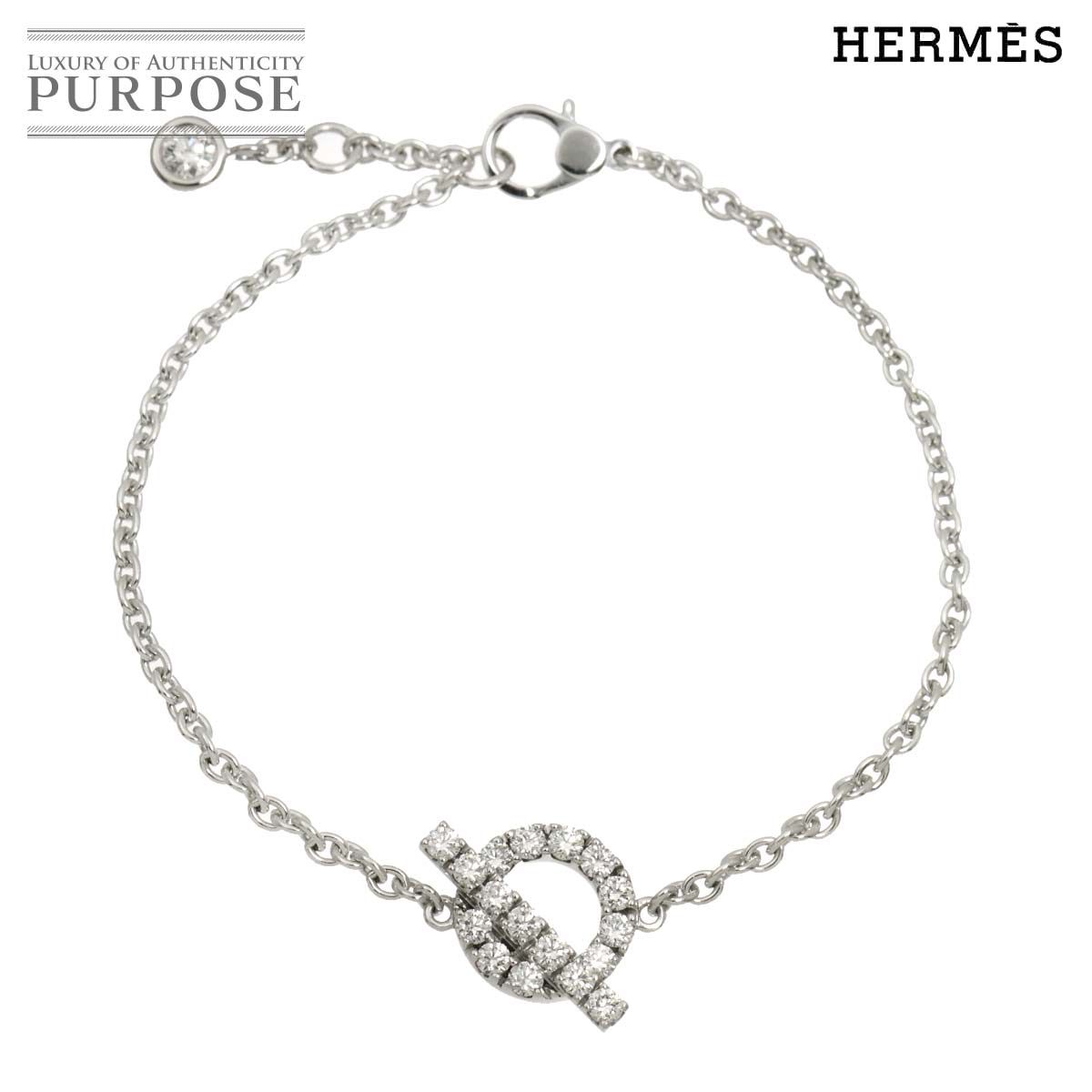 エルメス  フィネス K18WGダイヤモンドブレスレット メンズ SH エルメス HERMES フィネス ダイヤ 0.55ct ブレスレット SH 15.5cm K18