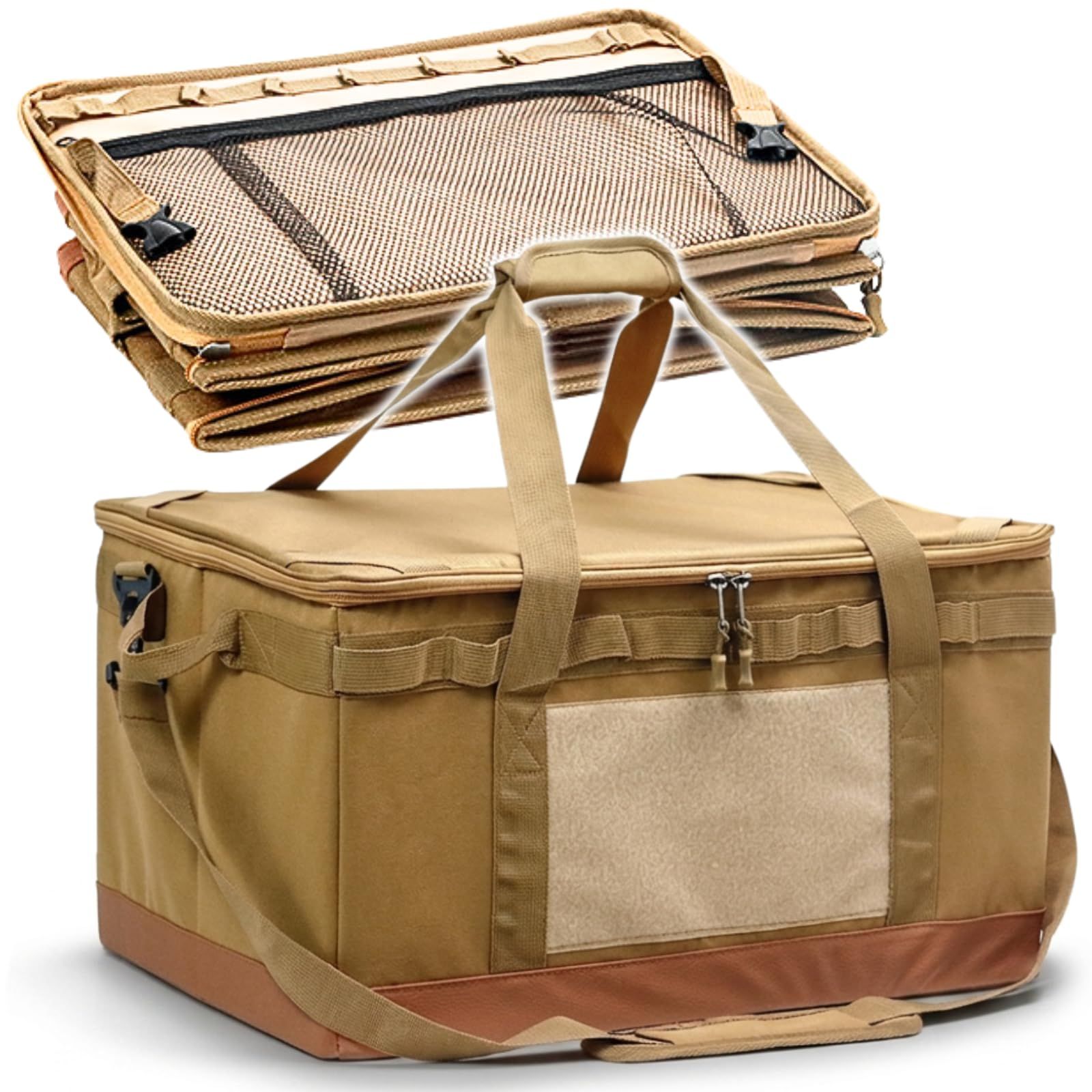 CHASO キャンプバッグ ソフトコンテナ 折りたたみ ギアボックス カーゴ ツールバッグ 収納 カーキ 60L [60L/カーキ]