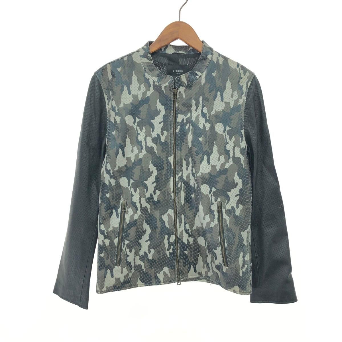 Liugoo leathers リューグーレザー パンチングレザージャケット M カモフラ    グリーン メンズ / 240001202365 メンズ Liugoo leathers リューグーレザー パンチングレザージャケット