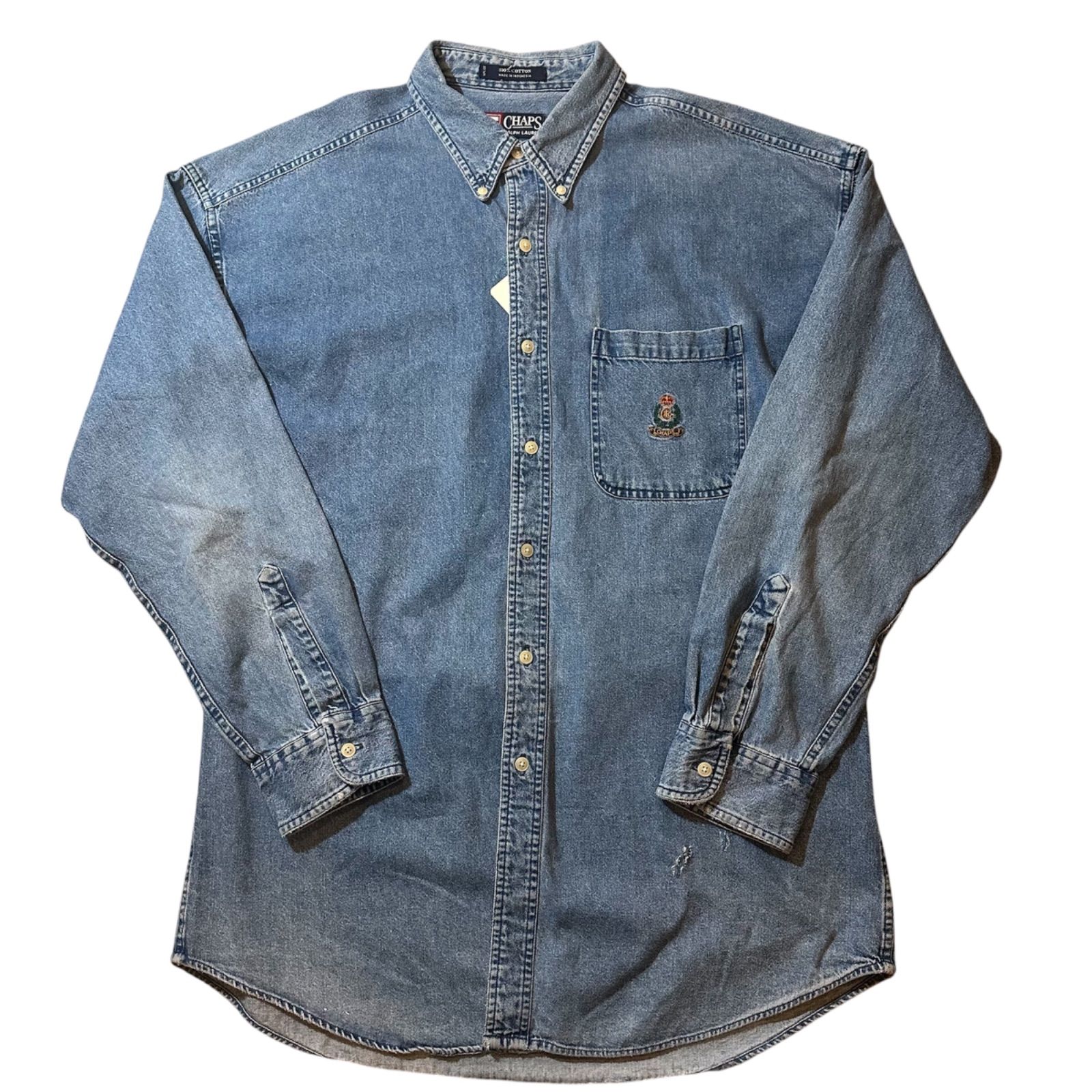 90s chaps Ralph Lauren denim L/s shirt / 90年代 チャプス ラルフローレン デニム 長袖シャツ【F407】