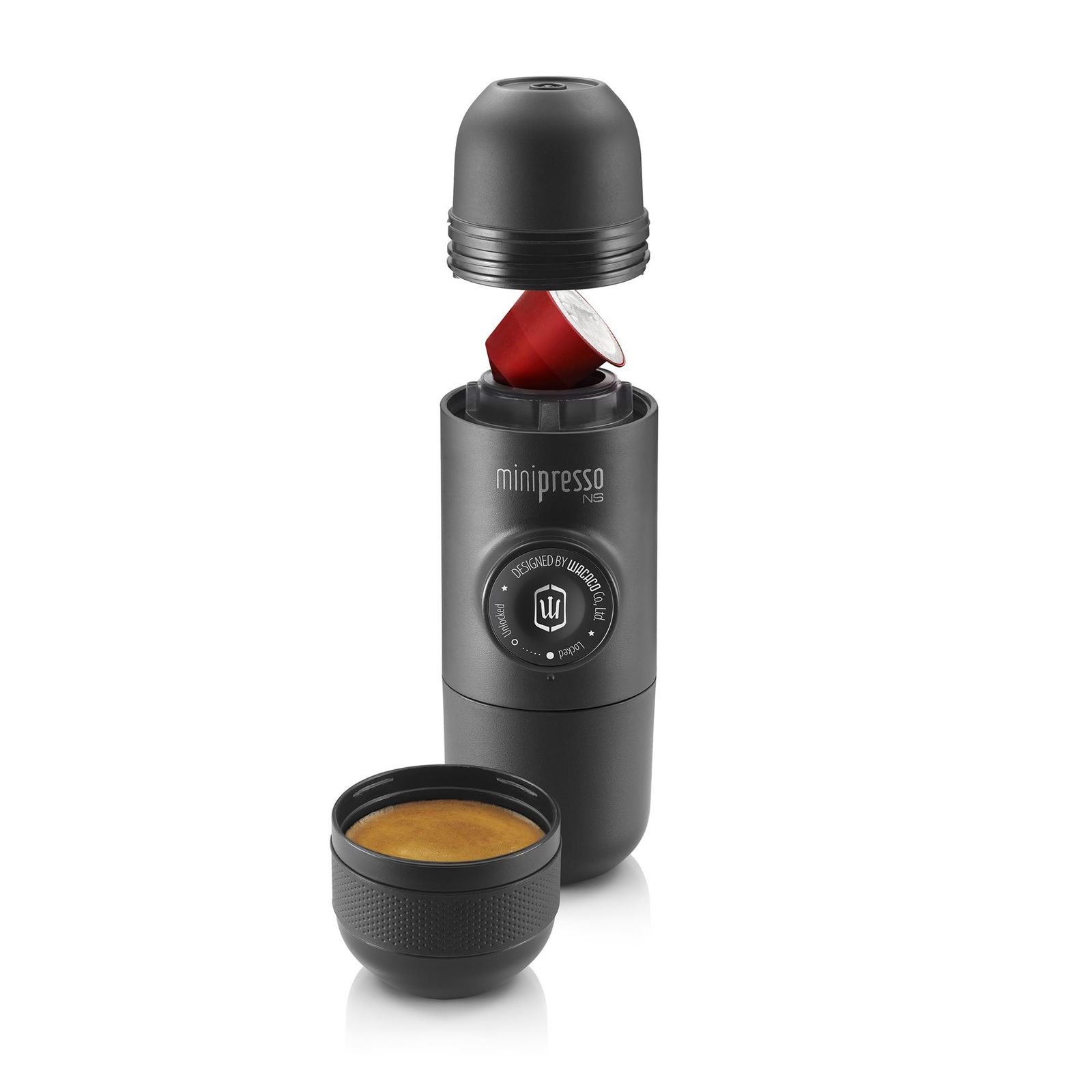 【正規品】WACACO Minipresso NS、ポータブルエスプレッソマシン、ネスプレッソオリジナルカプセルと互換性のあるカプセルに対応、旅行用コーヒーメーカー、手動ピストンアクション操作 28c67c4e