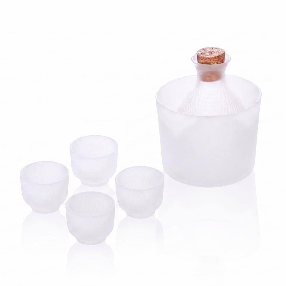 Qrit 日本酒セット 冷酒器セット 耐熱ガラス ホウケイ酸ガラス 徳利 盃 6点 酒器セット 330ml 【マット】 [【マット】]