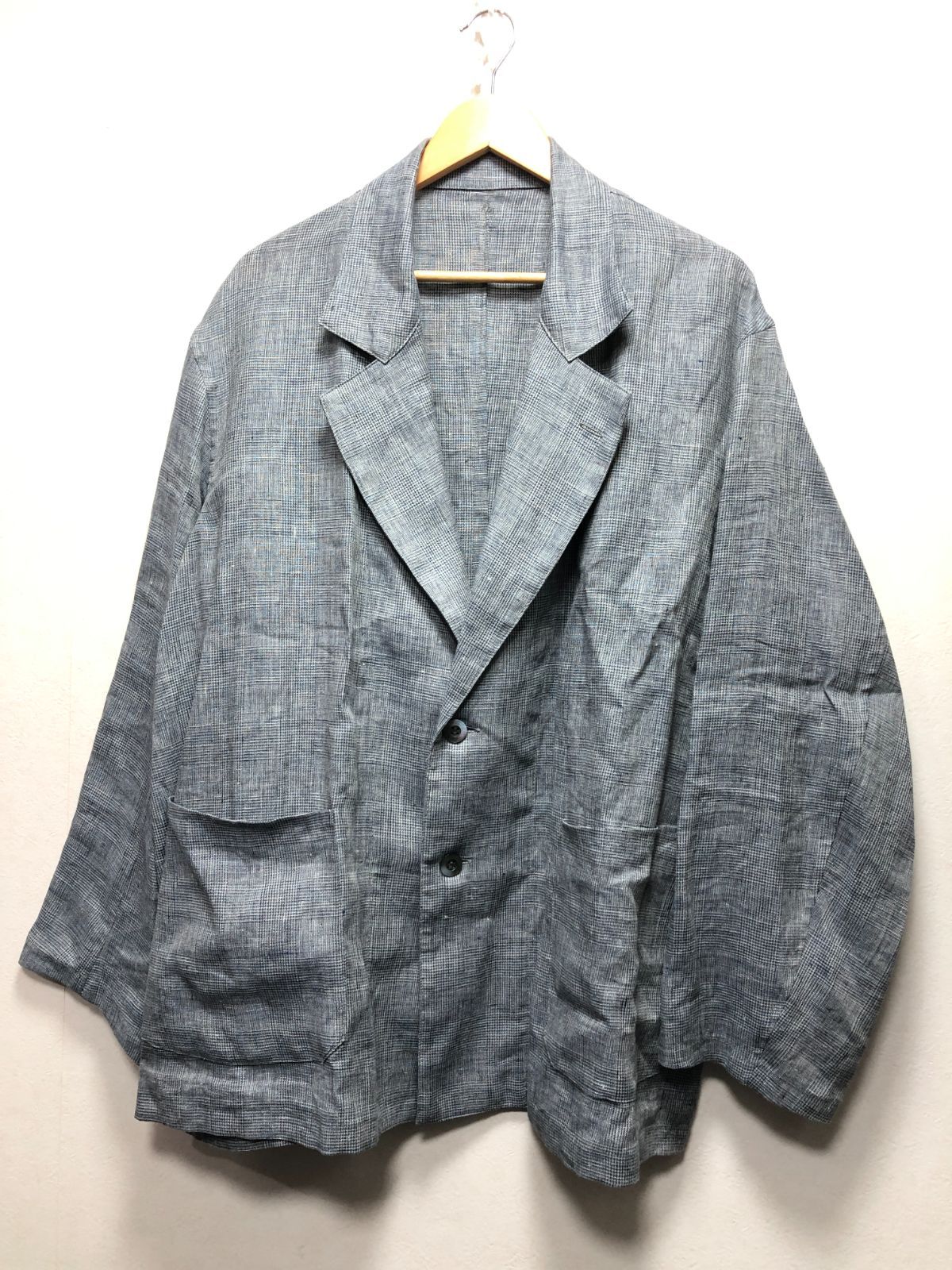 015031 Pelemele × Steven Alan GLEN CHECK COVERALL JACKET L グレンチェック 麻 リネン ジャケット ペールメール スティーブンアラン