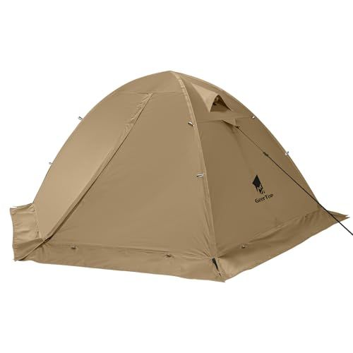 GEERTOP テント 2人用 ソロテント 軽量 4シーズン 二重層 耐水圧5000MM 防水 登山 スカート付き 防寒 簡単設営 アウトドア キャンプ バイク ツーリング カーキ★m 1da9055b