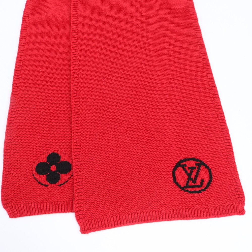美品 ルイヴィトン タグ付 エシャルプ LVコラージュ M75755 マフラー レッド ニット メンズ レディース RNM EA19-10 LOUIS VUITTON - 美品 ルイヴィトン タグ付 エシャルプ LVコラージュ