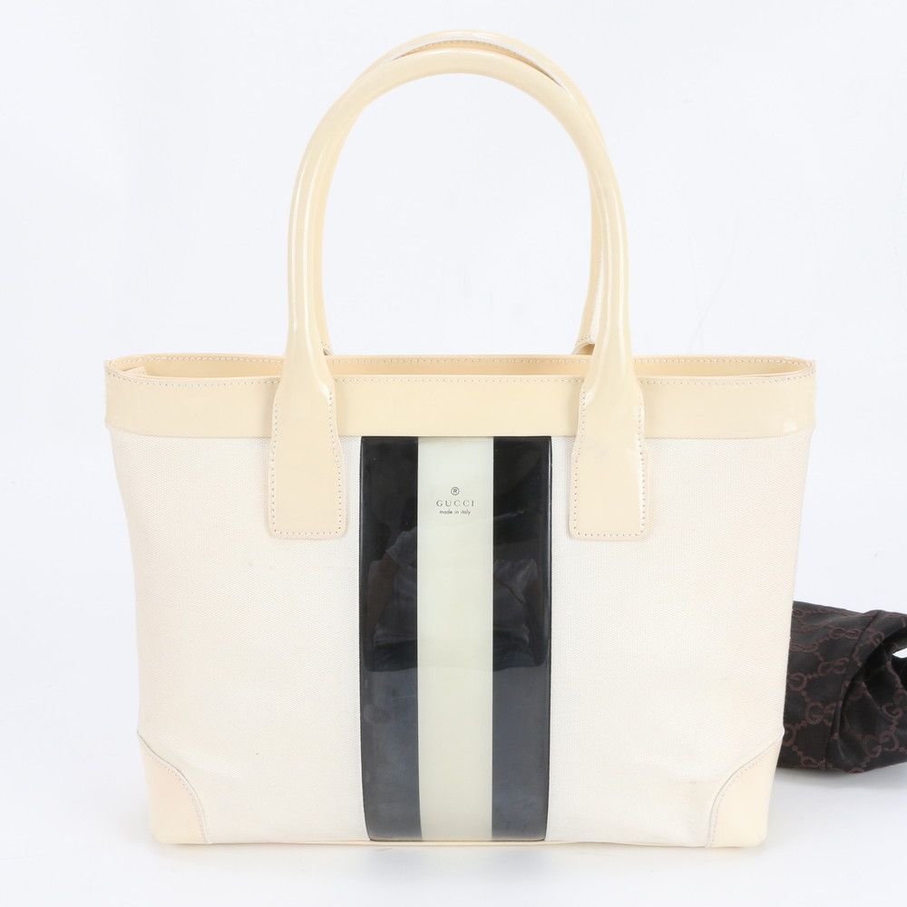 美品 グッチ シェリー ライン 002 1119 レザー キャンバス ハンドバッグ トート レディース EGM EA46-2【中古】 14,250円