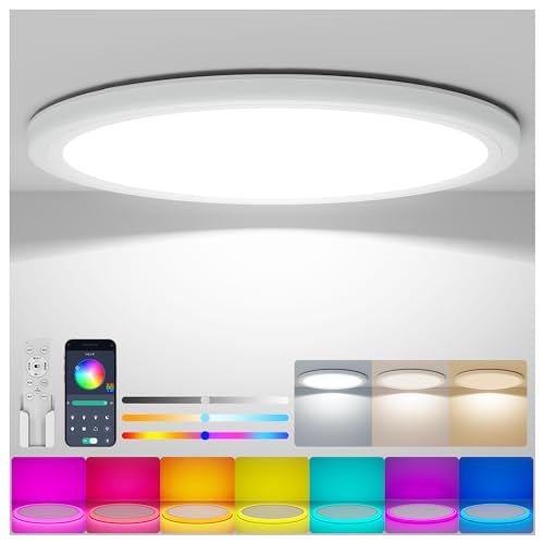 Coizabera LEDシーリングライト 10畳 5200lm 45W 間接光RGBカラー おしゃれ 調光調色 極薄型 雰囲気ライト 天井照明器具 電気 蛍光灯 リモコン付き Ceiling Light 8畳 10畳 寝室/リビング/ダイニ dec2b0c6