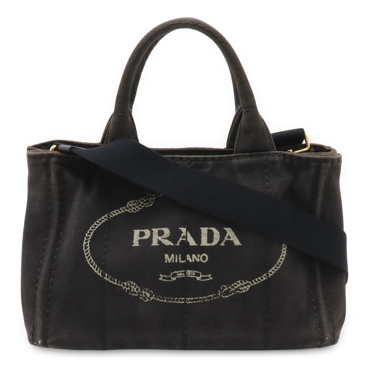 PRADA プラダ CANAPA カナパ ハンドバッグ 2WAY ショルダーバッグ 斜め掛け キャンバス NERO ブラック ゴールド金具 1BG439