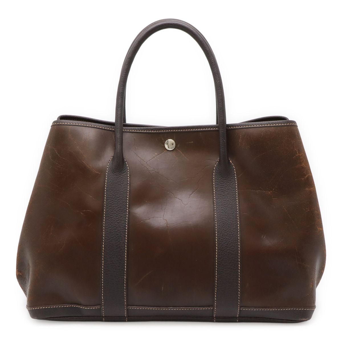 HERMES エルメス ガーデンパーティPM トートPM トートバッグ ハンドバッグ アマゾニア レザー ダークブラウン 茶 シルバー金具