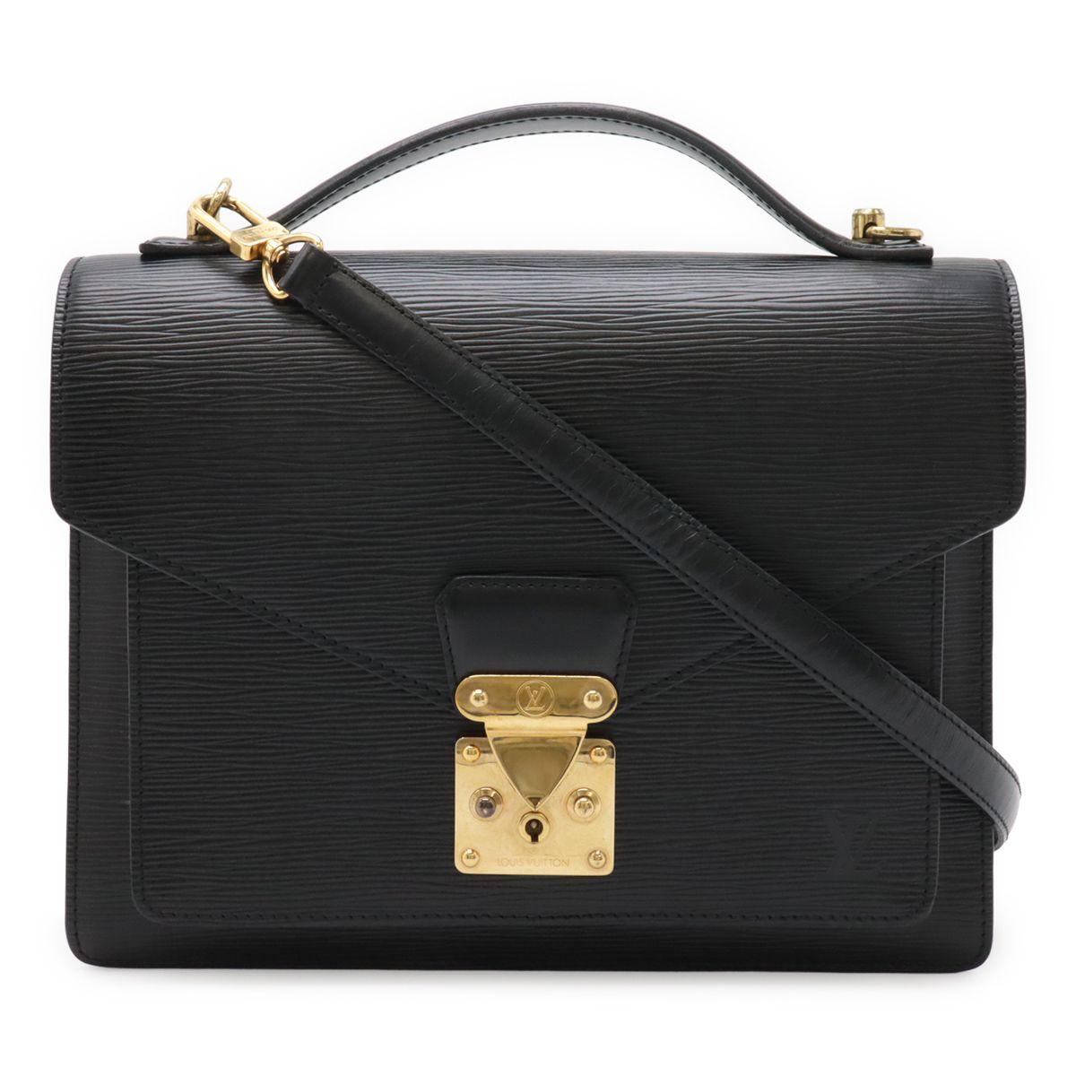 LOUIS VUITTON ルイ ヴィトン エピ モンソー ハンドバッグ セカンドバッグ 2WAY ショルダーバッグ ノワール 黒 ブラック ゴールド金具 M52122