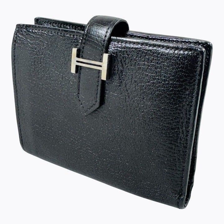 【美品】HERMES エルメス ベアン コンパクト 二つ折り 財布 ブラック