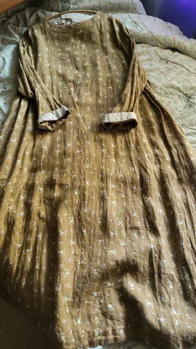 日本ㅡリネン ロング丈ワンピース